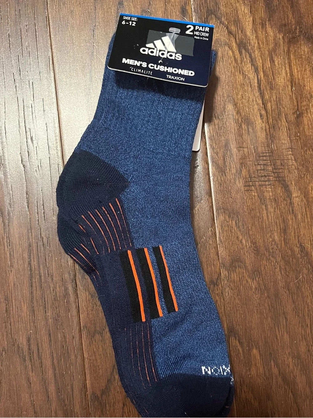 Adidas 2 Pair Cushioned Climalite Crew Socks-Mens, Shoe Size 6-12, Blue, $14